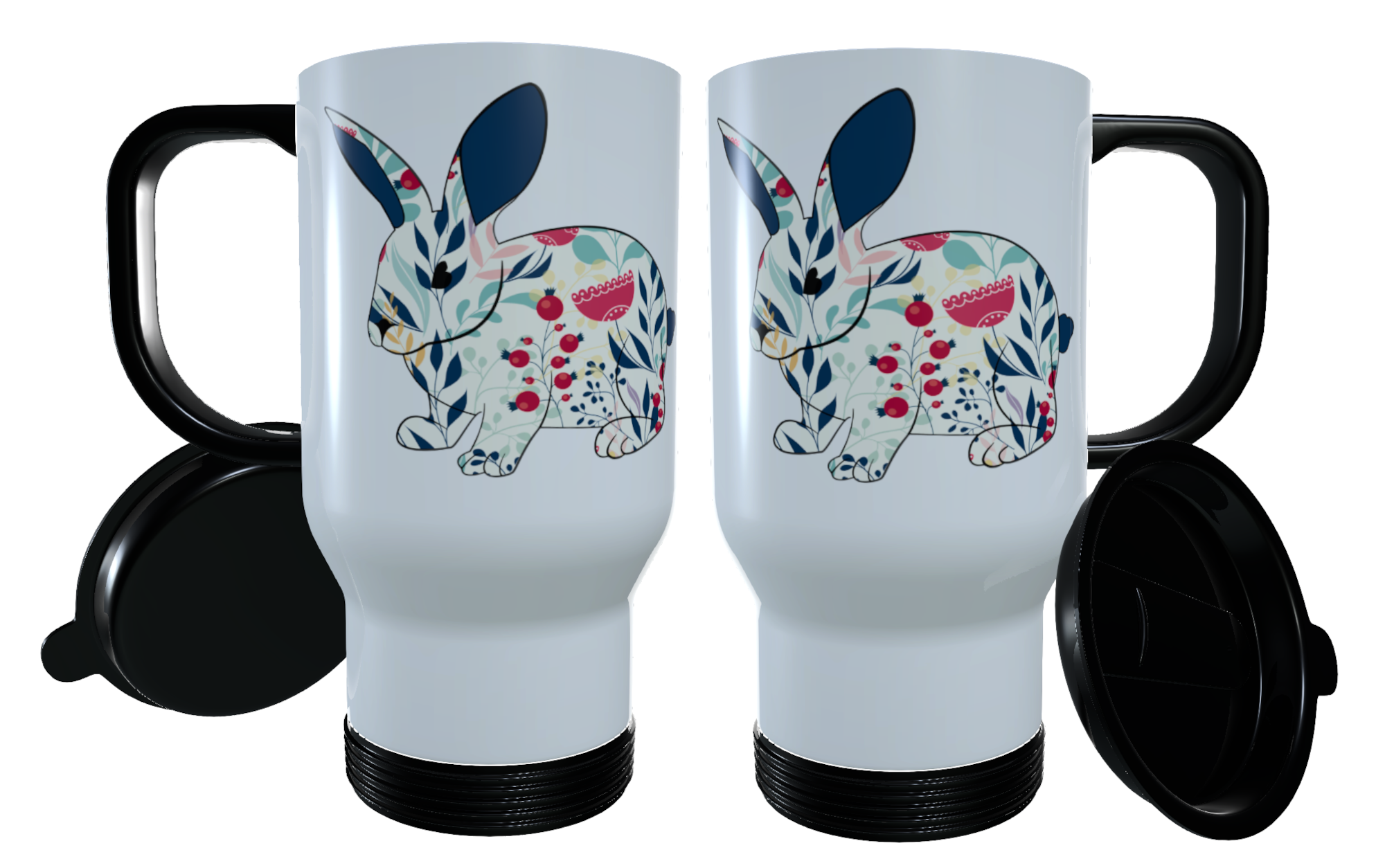 Rabbit Travel Mug, Personalised Travel Mug, Rabbit Travel Mug